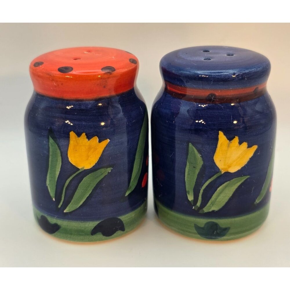 Vintage Giftco Salt & Pepper Shakers with Yellow Tulips